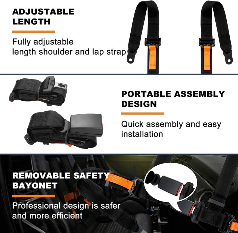 Yakitoko Universal 4 point Safety Harness Set 2 in Fits Go Kart,UTV,ATV,Racing Black - Image 3